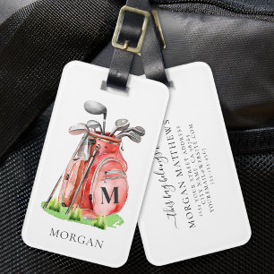 Monogram Red Golf Luggage Tag