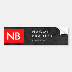 Monogram Red Gray Pattern Modern Bumper Sticker