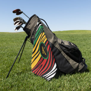 Monogram Red Green Yellow Black History Month Golf Towel