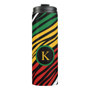 Monogram Red Green Yellow Black History Month Thermal Tumbler
