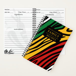 Monogram Red Green Yellow Black History Recipes Notebook