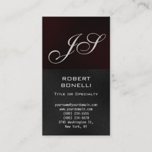 Monogram Red Grey Consultant Business Card