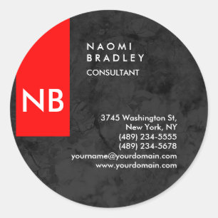 Monogram Red Grey Pattern Modern Consultant Classic Round Sticker