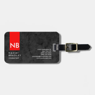 Monogram Red Grey Pattern Modern Consultant Luggage Tag