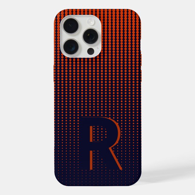Monogram Red Halftone Modern Initial Personalized iPhone Case (Back)