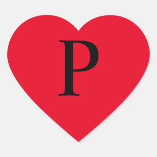 Monogram Red Heart Sticker