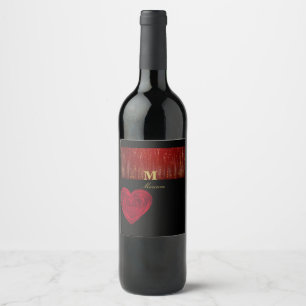 Monogram Red heart Wine Label