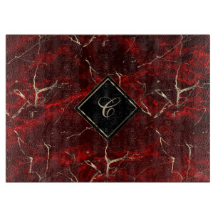 Monogram Red Marble Cutting Board