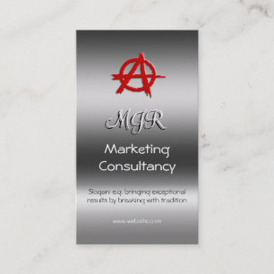 Monogram, Red Marketing Anarchy Sign, metal-look Business Card
