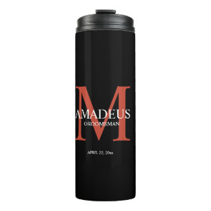 Monogram Red-Orange Named thermal tumbler