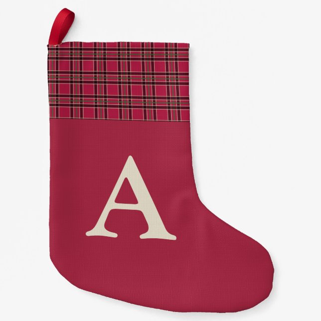 Monogram Red Plaid Stocking (Front)