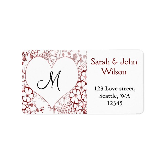 Monogram red ,return address label (Front)