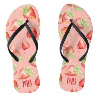 Monogram Red Strawberry Summer Fun Modern Girly