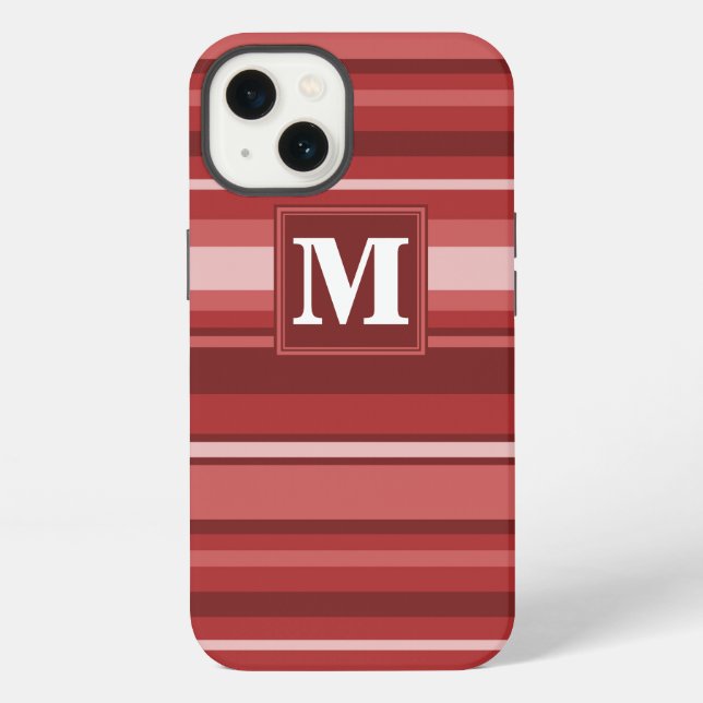 Monogram red stripes Case-Mate iPhone case (Back)