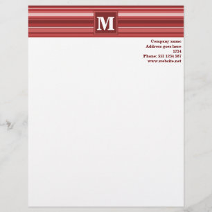 Monogram red stripes letterhead
