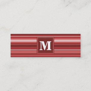 Monogram red stripes mini business card