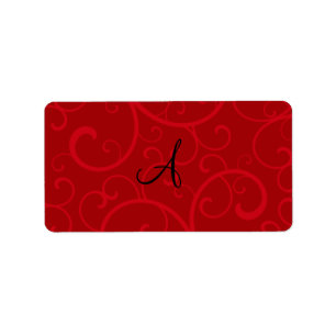 Monogram red swirls label