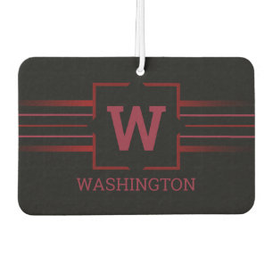 Monogram Red Text on Black Air Freshener