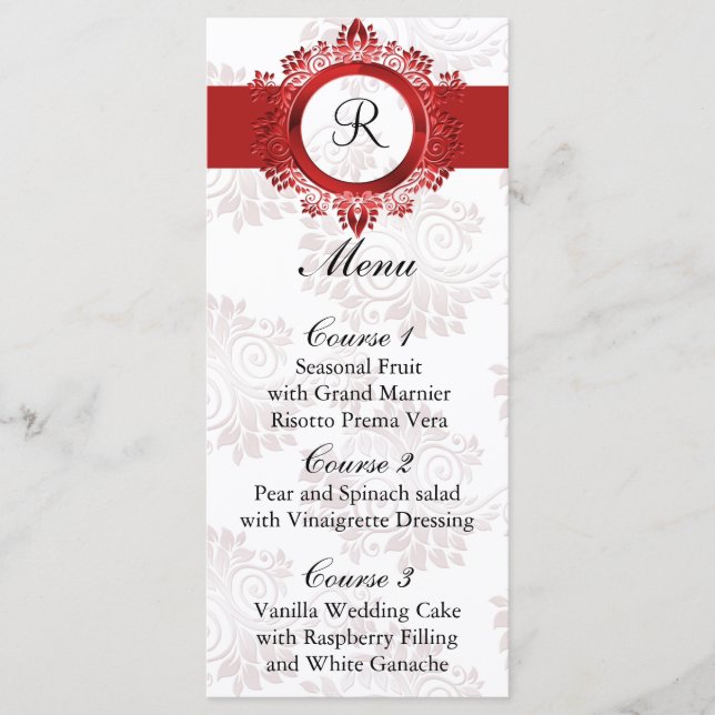 monogram red wedding menu (Front)
