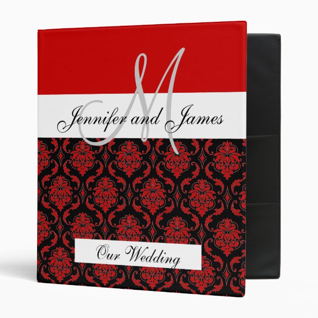 Monogram Red Wedding Planning & Photo Albumn Binder (Front/Inside)