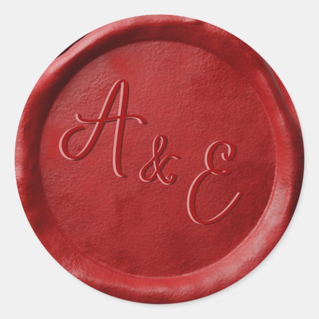 Monogram Red Wedding Wax Seal Stickers (Front)
