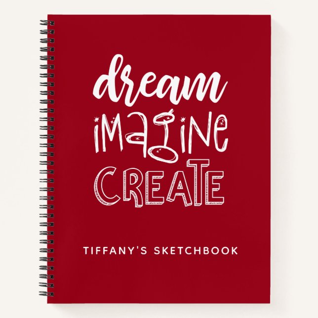 Monogram Red White Artist Sketchbook Notebook (Front)
