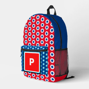 Monogram Red White Blue Polka Dots  Printed Backpack