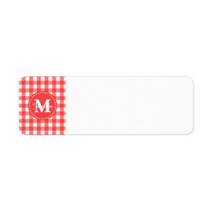 Monogram Red White Gingham Check Pattern