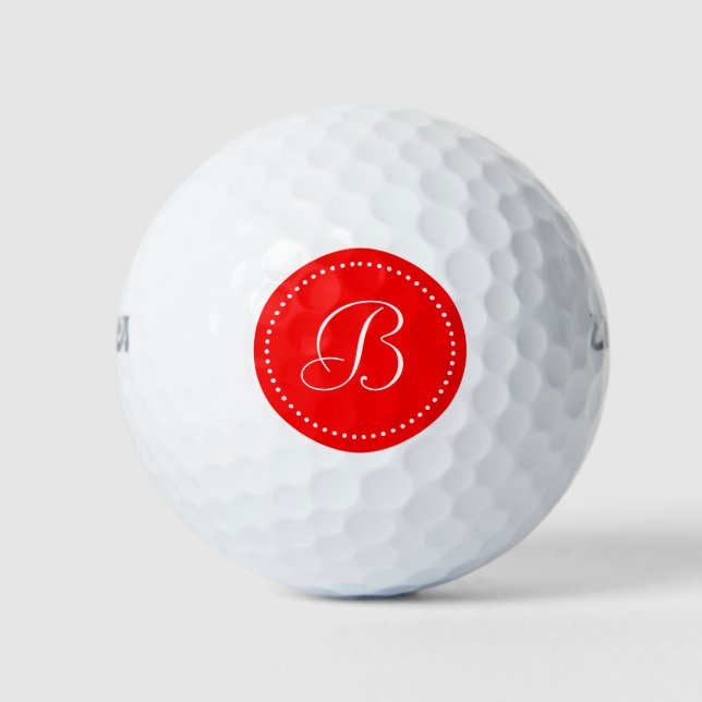 Monogram Red with Dots Golf Balls (Front)