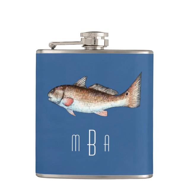 Monogram Redfish Hip Flask (Front)
