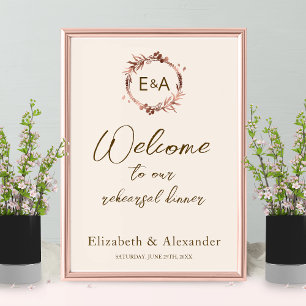 Monogram Rehearsal Dinner Welcome Sign Foam Board