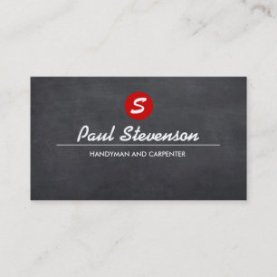 Monogram Repairman and Carpenter Black Chalkboard Business Card