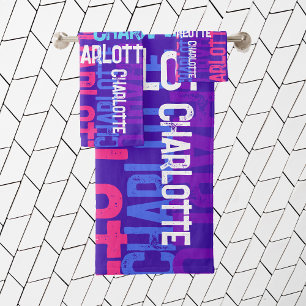 Monogram Repeating Name Pattern Kids Bath Towel Set