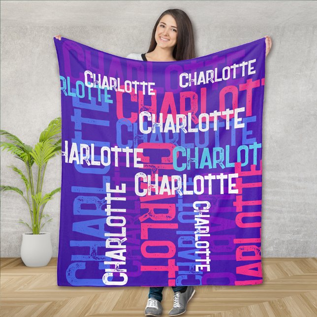 Monogram Repeating Name Pattern Kids Fleece Blanket (Creator Uploaded)