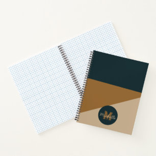 Monogram retro 70s Green Brown vintage colour bloc Notebook