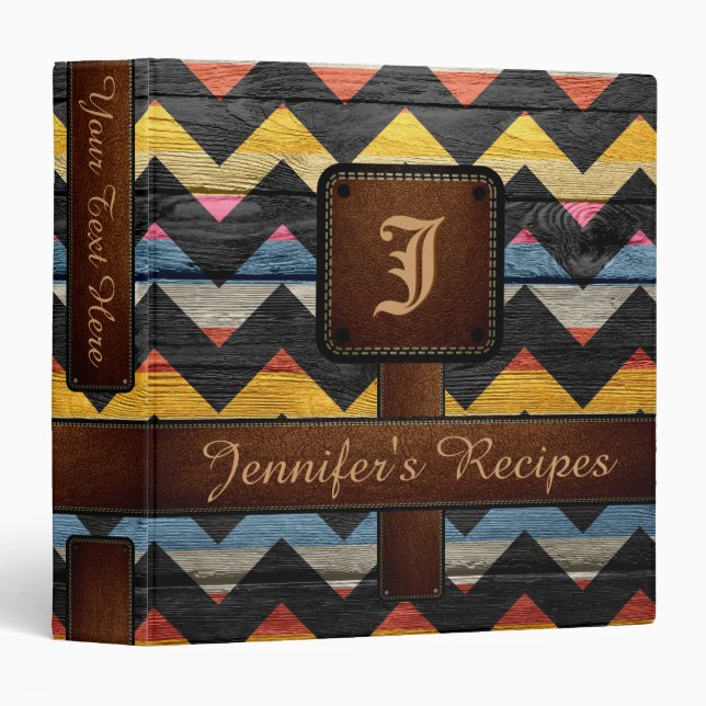 Monogram Retro Chevron #8 Binder (Front/Spine)