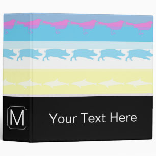 Monogram Retro Colourful Animals Pattern #13 Binder