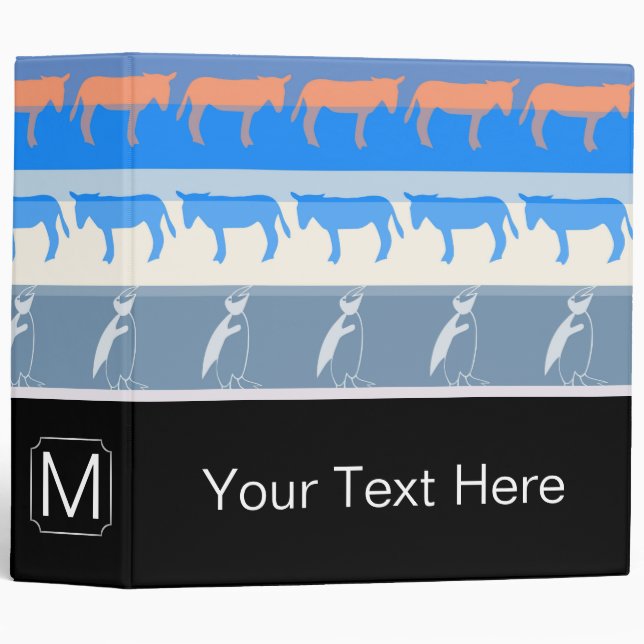 Monogram Retro Colourful Animals Pattern #14 Binder (Front/Spine)