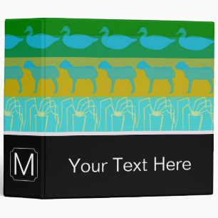 Monogram Retro Colourful Animals Pattern #15 Binder