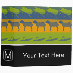 Monogram Retro Colourful Animals Pattern #16 Binder