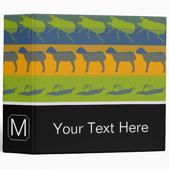 Monogram Retro Colourful Animals Pattern #16 Binder (Front/Spine)