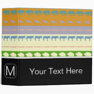 Monogram Retro Colourful Animals Pattern #3 Binder