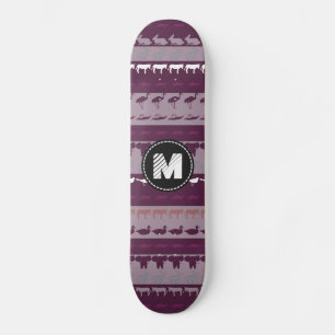 Monogram Retro Colourful Animals Pattern Skateboard