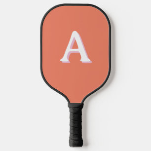Monogram Retro Font Peach Pink Pickleball Paddle
