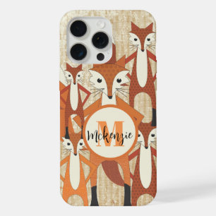 Monogram Retro Fox Art Orange Retro iphone 15 Pro Max Case