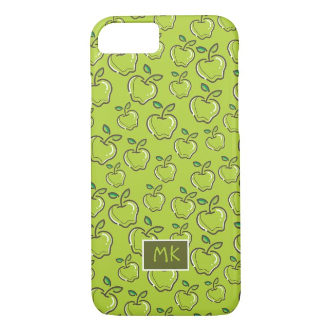 Monogram Retro Little Green Apples Fruit Case-Mate iPhone Case (Back)