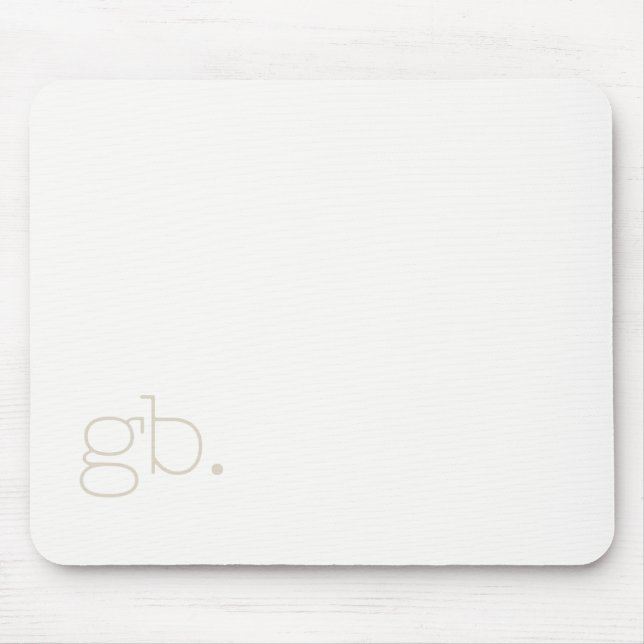Monogram Retro Minimal White Ivory Mouse Pad (Front)