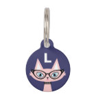 Monogram Retro Pink Cat Pet Tag