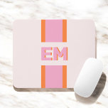 Monogram Retro Pink Orange Mouse Pad<br><div class="desc">Upgrade your workspace with a personalized mousepad that combines vintage charm and modern functionality. Your monogram takes centre stage in a bold sans serif font, enhanced by a drop shadow effect that adds depth and dimension. The retro colour palette brings a playful yet sophisticated touch, making this mousepad not just...</div>