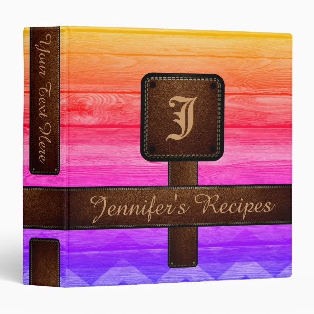 Monogram Retro Stripe Chevron Binder (Front/Spine)